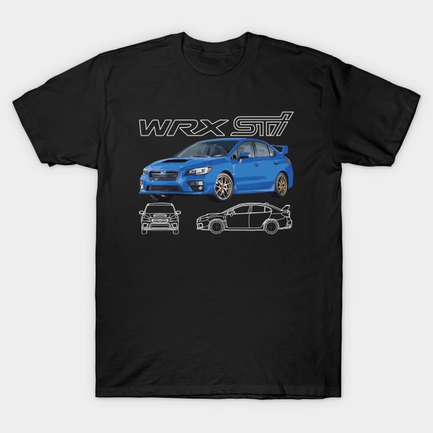 subie Type S VAB 2019 Pearl world rally blue print T-Shirt by cowtown_cowboy